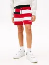 Tommy Hilfiger Boys Flag All Over Stripe Shorts In Red