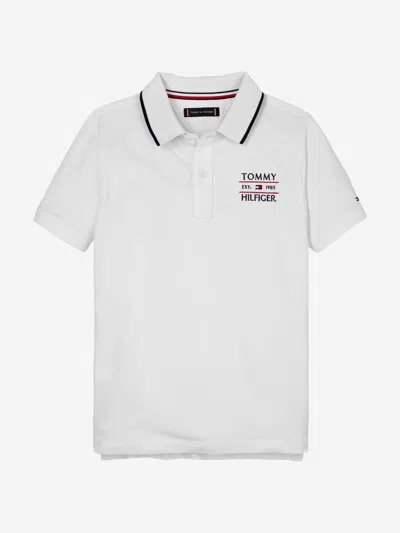 Tommy Hilfiger Boys Flag Polo Shirt In White
