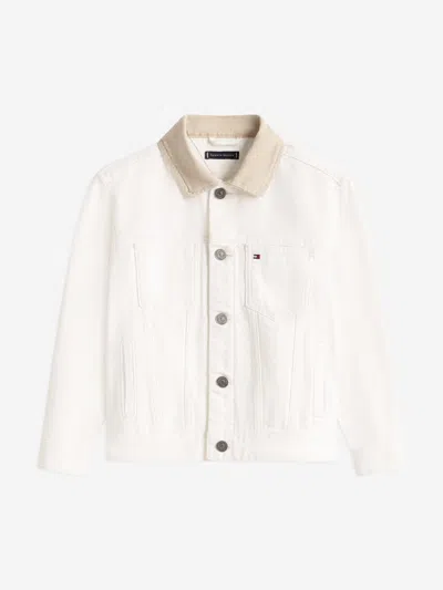 Tommy Hilfiger Kids'  Boys Heritage Flag Denim Trucker Jacket In White