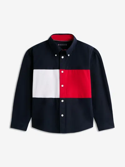 Tommy Hilfiger Kids'  Boys Heritage Flag Graphic Shirt In Blue