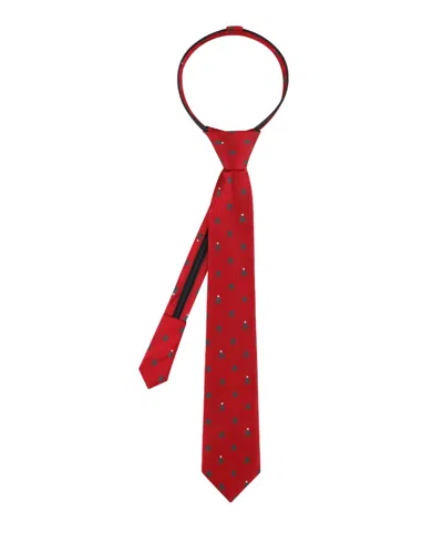 Tommy Hilfiger Kids' Boys Holiday Christmas Tree Pre-tied Zipper Necktie In Red