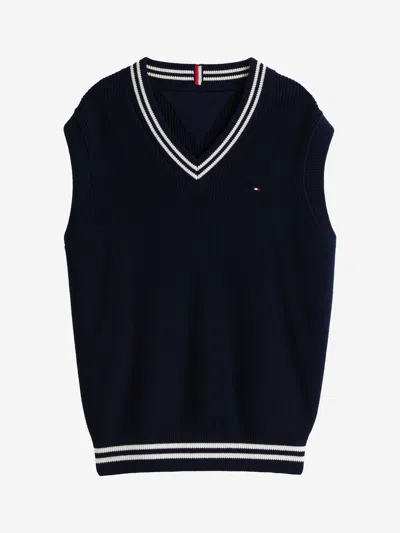 Tommy Hilfiger Boys Knitted Sweater Vest In Blue