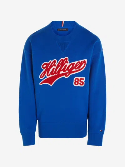 Tommy Hilfiger Kids' Boys Logo Script Sweatshirt In Blue