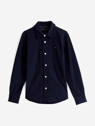 Tommy Hilfiger Kids'  Boys Micro Waffle Regular Shirt In Blue