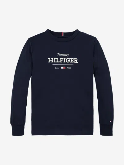 Tommy Hilfiger Kids'  Boys Monotype 1985 Long Sleeve T-shirt In Blue