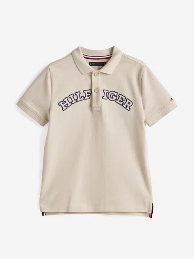 Tommy Hilfiger Kids'  Boys Monotype Regular Polo Shirt In Beige