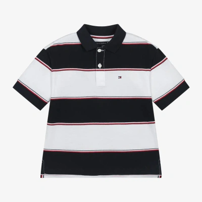 Tommy Hilfiger Kids' Boys Navy Blue Striped Cotton Polo Shirt