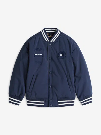 Tommy Hilfiger Kids'  Boys Padded Graphic Bomber Jacket In Blue