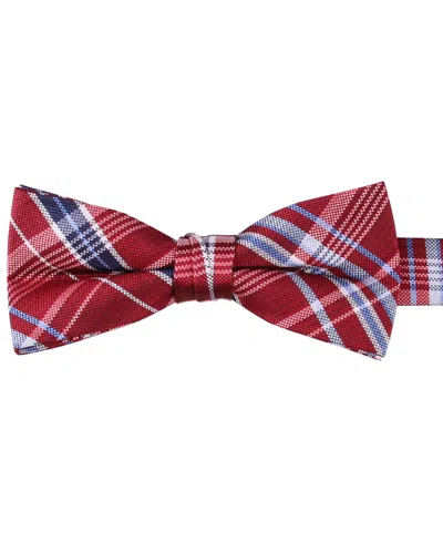 Tommy Hilfiger Kids' Boys Pre-tied Plaid Design Tie In Red