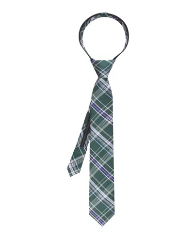 Tommy Hilfiger Kids' Boys Pre-tied Plaid Pattern Tie In Green