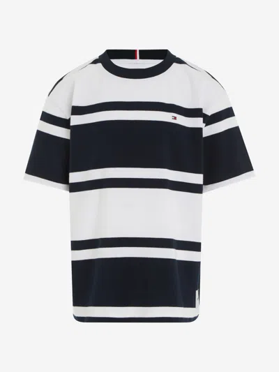 Tommy Hilfiger Teen Boys Striped Cotton T-shirt In Black