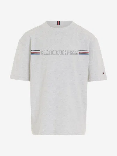 Tommy Hilfiger Babies' Boys Stripe Chest Logo T-shirt In Grey