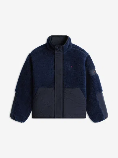Tommy Hilfiger Kids'  Boys Teddy Quilted Bomber Jacket In Blue