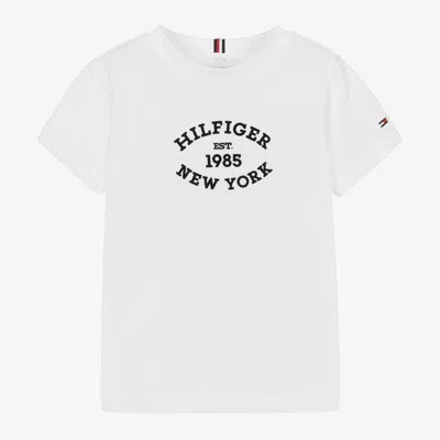 Tommy Hilfiger Kids' Boys White Cotton Varsity Logo T-shirt