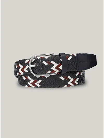 Tommy Hilfiger Braided Leather Belt In Space Blue
