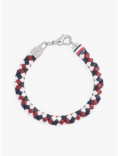 Tommy Hilfiger Braided Leather Bracelet In Multi