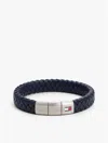 Tommy Hilfiger Braided Leather Bracelet In Blue