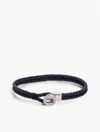 Tommy Hilfiger Braided Leather Bracelet In Black