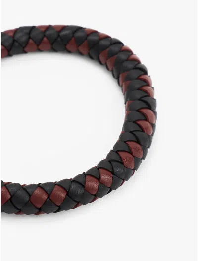 Tommy Hilfiger Braided Leather Bracelet In Multi
