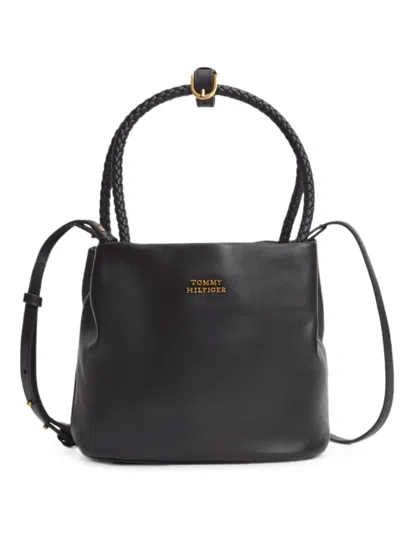 Tommy Hilfiger Braided-handle Shoulder Bag In Black
