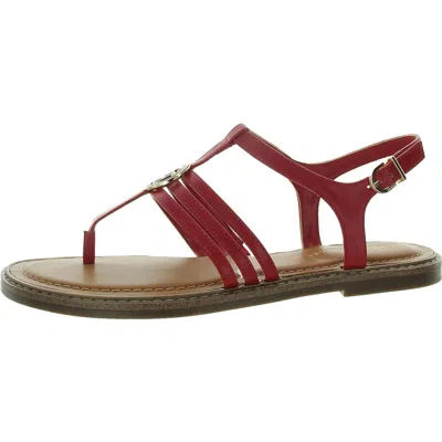 Tommy Hilfiger Brailo Womens Faux Leather Open Toe Flatform Sandals In Red