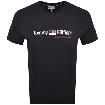 Tommy Hilfiger Brand Love T Shirt Navy In Blue