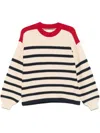 Tommy Hilfiger Striped Knitwear With Contrast Shoulder Panels In Neutral