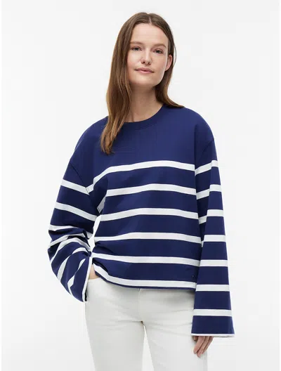 Tommy Hilfiger Breton Stripe Crewneck Sweatshirt In Blue