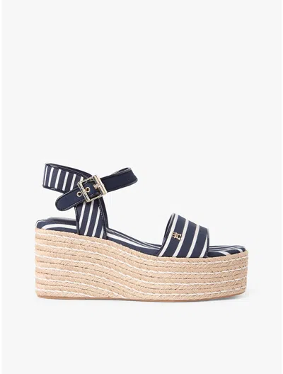 Tommy Hilfiger Breton Stripe Platform Wedge Espadrille In Blue