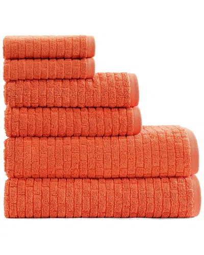 Tommy Hilfiger Brick Texture Cotton Terry Towel Set In Orange