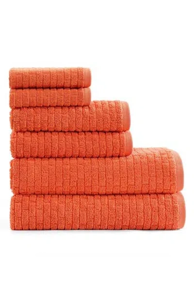 Tommy Hilfiger Brick Texture Terry 6-piece Towel Set In Orange
