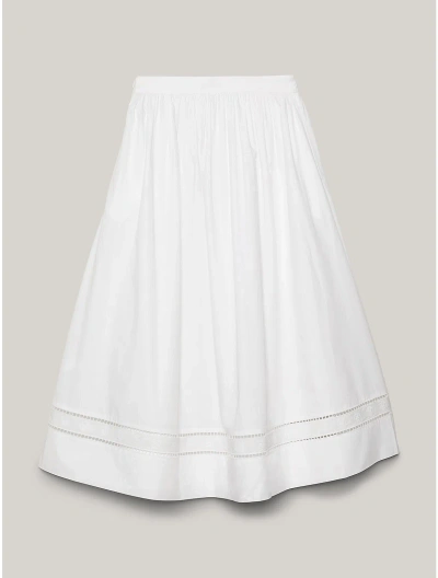Tommy Hilfiger Broderie Anglaise Midi Skirt In Optic White