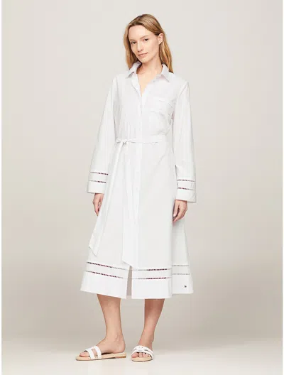 Tommy Hilfiger Broderie Anglaise Shirtdress In Th Optic White