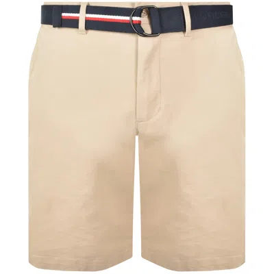 Tommy Hilfiger Brooklyn Twill Belt Shorts Beige In Neutral