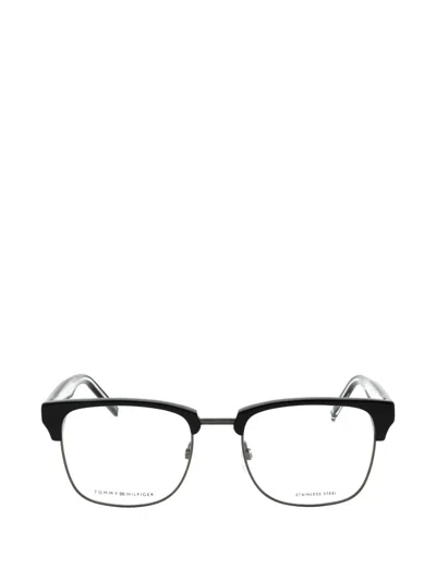 Tommy Hilfiger Browline-frame Glasses In Black