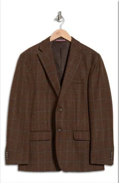 Tommy Hilfiger Brown Plaid Wool Sport Coat