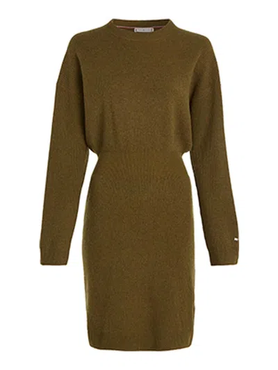 Tommy Hilfiger Brown Sweater Dress In Green