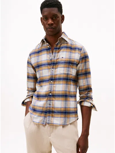 Tommy Hilfiger Brushed Flannel Check Print Shirt In White