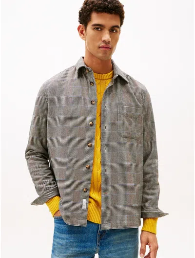 Tommy Hilfiger Brushed Flannel Glen Plaid Print Shirt In Gray