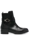 Tommy Hilfiger Buckle-detail Leather Ankle Boots In Schwarz