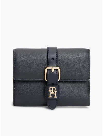 Tommy Hilfiger Buckle Monogram Trifold Wallet In Space Blue