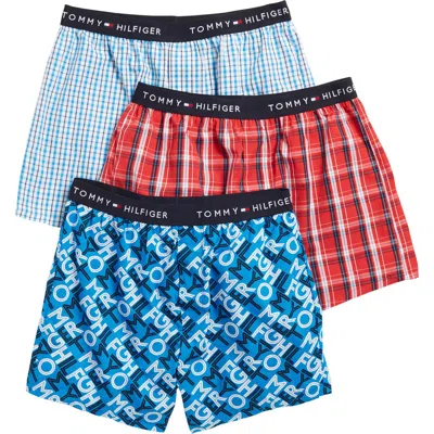 Tommy Hilfiger Buffalo Check Cotton Boxers In Andes Blue