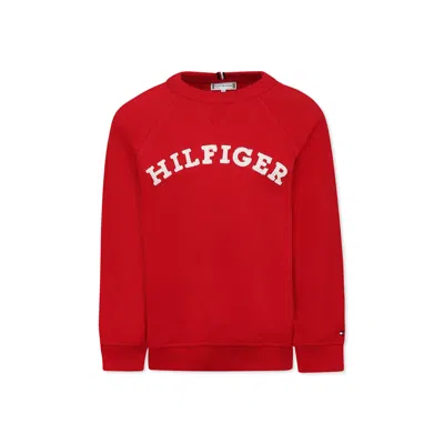 Tommy Hilfiger Burgundy Sweatshirt For Kids With Logo In Bordeaux