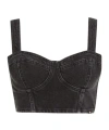 Tommy Hilfiger Bustier Denim Skinny Fit Crop Top In Black