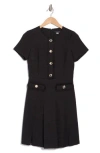 Tommy Hilfiger Petite Round-neck Short-sleeve Fringe-trim Dress In Black