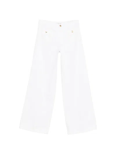 Tommy Hilfiger Button-embellished Denim Trousers In White