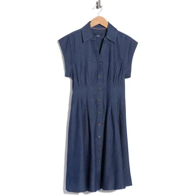 Tommy Hilfiger Button Front Chambray Shirtdress In Blue