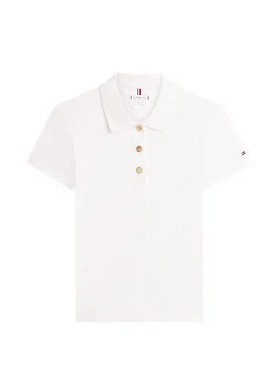 Tommy Hilfiger Button-up Polo Top In White