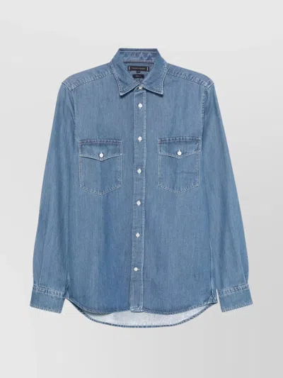 Tommy Hilfiger Buttoned Cuffs Long Sleeves Chest Pockets In Blue