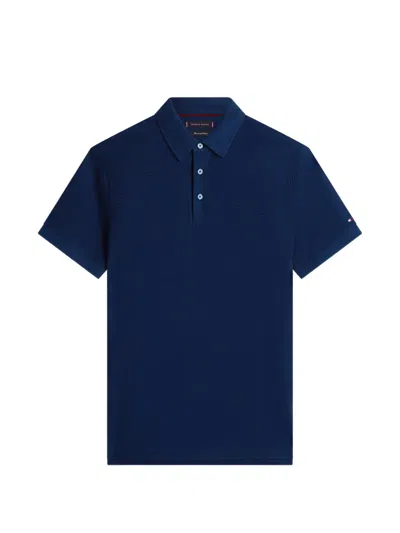 Tommy Hilfiger Buttoned Textured Polo Shirt In Blue